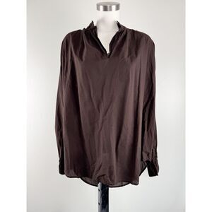 Laurence Bras Women’s Size 38 Brown Cotton Minimalist Top V Neck Lightweight
